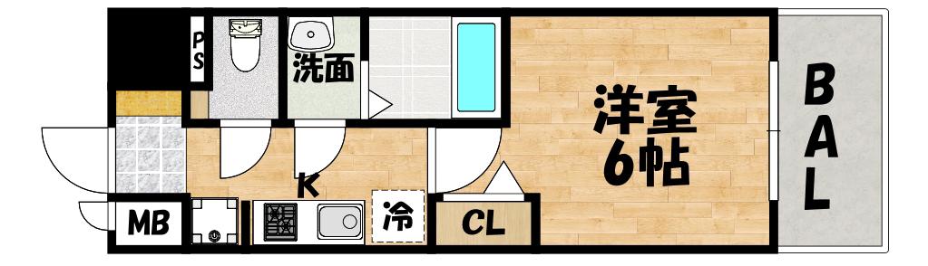 アドバンス大阪クラージュ(1K/7階)の間取り写真