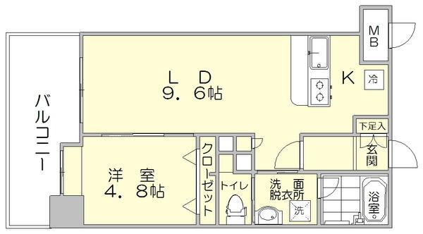 S-FORT筑紫通(1LDK/6階)の間取り写真