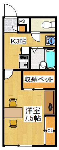 レオパレスエステシティ(1K/2階)の間取り写真