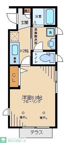 ホワイトベース(1K/1階)の間取り写真