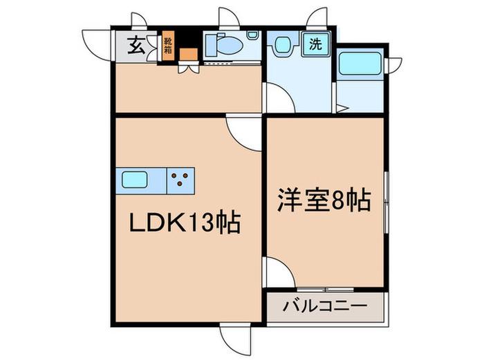 ブロケードグレース(1LDK/2階)の間取り写真