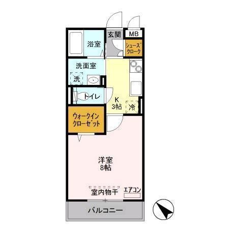 D-ROOM AKI(1K/3階)の間取り写真
