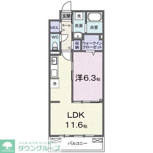 ラピス飯能(1LDK/3階)の間取り写真