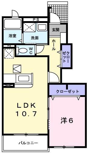 エンジェルクリーク(1LDK/1階)の間取り写真
