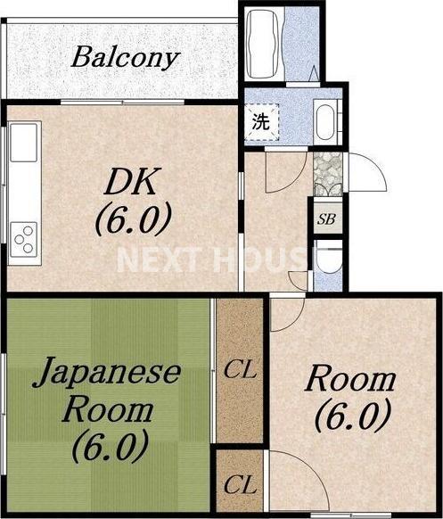 エスポワール(2DK/2階)の間取り写真