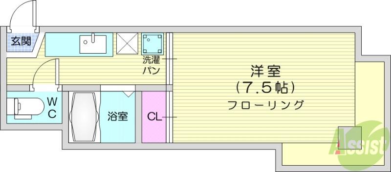コーポミリオンリーフ(1K/2階)の間取り写真