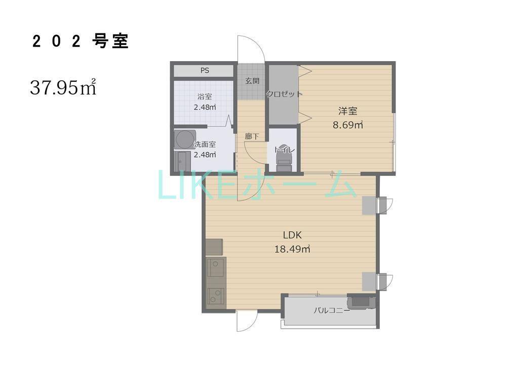 ラウレア本中山(1LDK/2階)の間取り写真