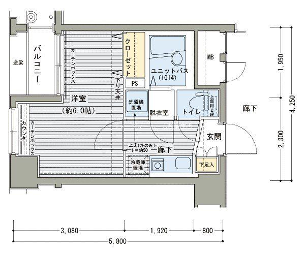 メインステージ日本橋馬喰町駅前(1K/2階)の間取り写真