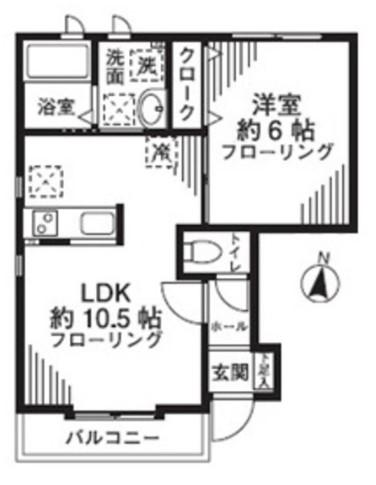 アークエクセル祖師谷(1LDK/2階)の間取り写真