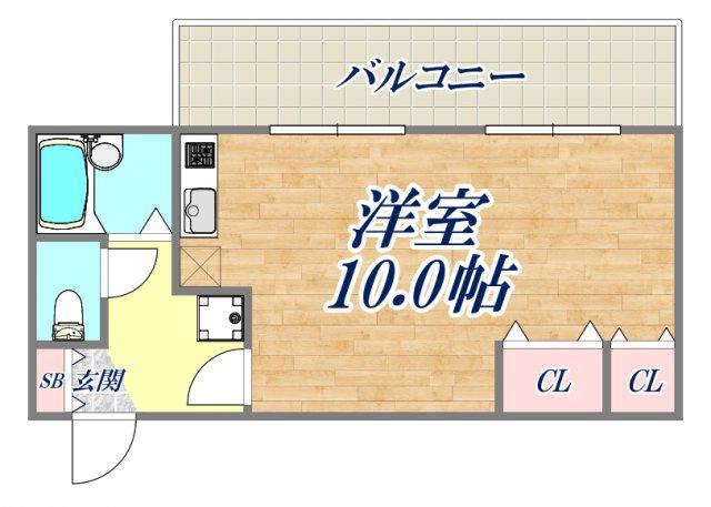 プレシード阪急園田(ワンルーム/2階)の間取り写真