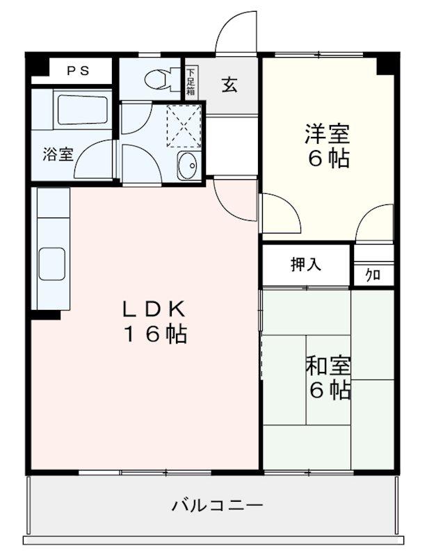 エクセレント野間(2LDK/5階)の間取り写真