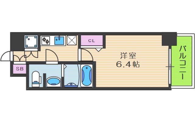 ジュネーゼグラン南堀江(1K/3階)の間取り写真