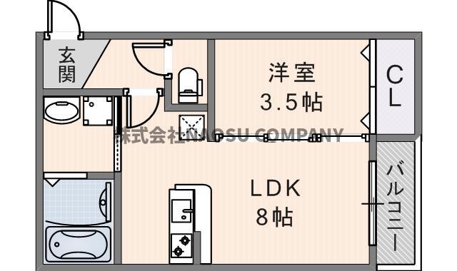 CRASTINE岩田町5丁目(1LDK/1階)の間取り写真