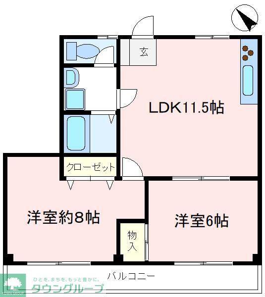 ドエリングフラット(2LDK/2階)の間取り写真