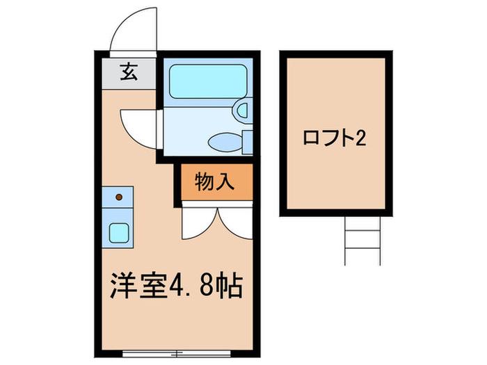 サンデュエット(ワンルーム/2階)の間取り写真