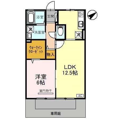 ルミエール・ルナ(1LDK/1階)の間取り写真