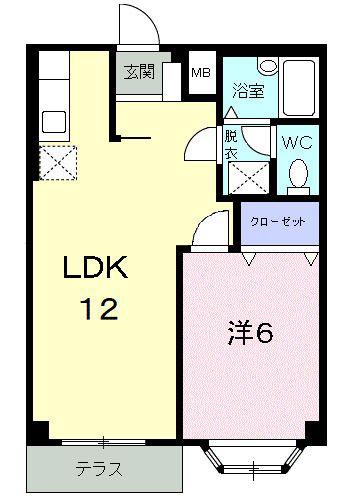メゾン・セントポーリアC(1LDK/1階)の間取り写真