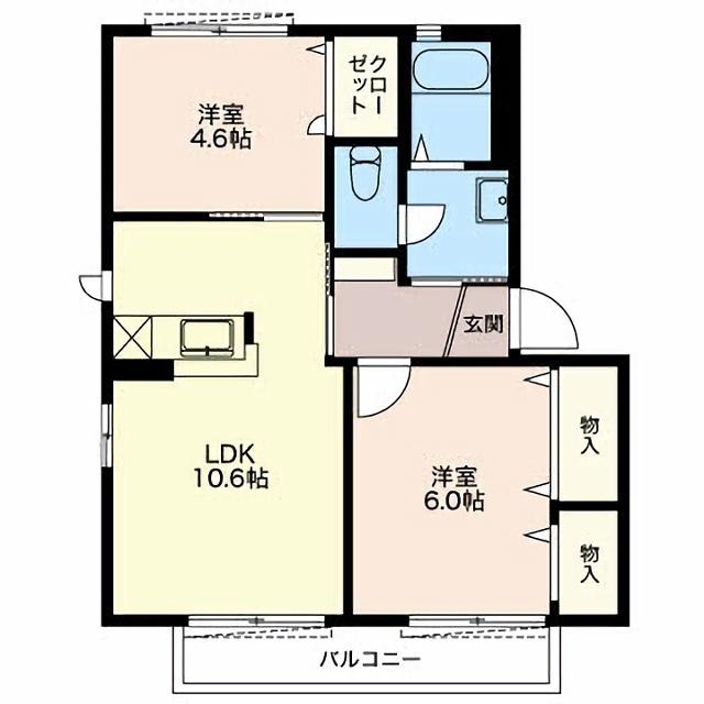 エスペランサ諏訪下(2LDK/1階)の間取り写真