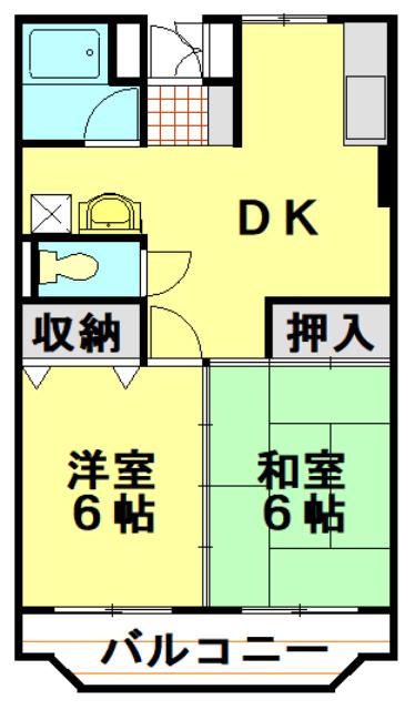鴻ノ杉マンション(2DK/2階)の間取り写真