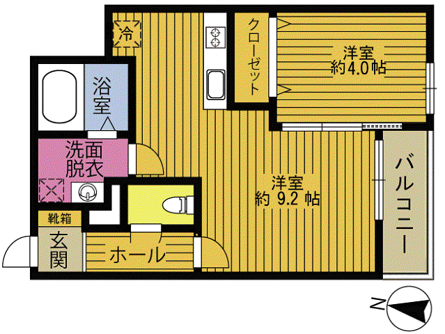 アテレーゼONE三川(1LDK/1階)の間取り写真