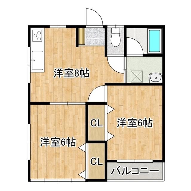 セゾンNAOI(2DK/1階)の間取り写真