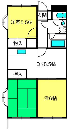 ファーストヒルズ(3DK/4階)の間取り写真