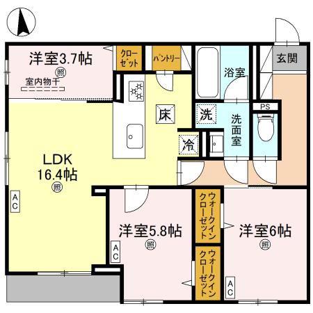 ココルトリシア(3LDK/1階)の間取り写真