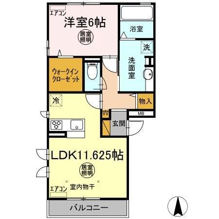 グレイスコートA棟(1LDK/3階)の間取り写真