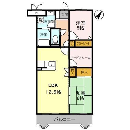 リブラ川崎(2LDK/3階)の間取り写真