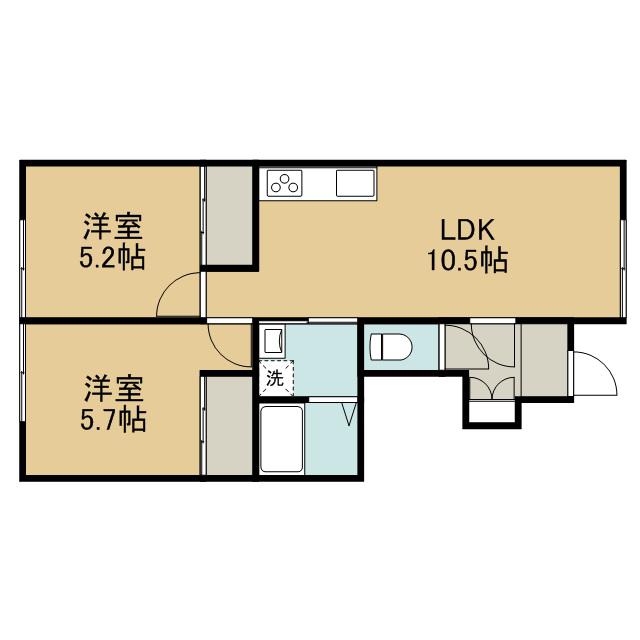 ニートパークII(2LDK/1階)の間取り写真