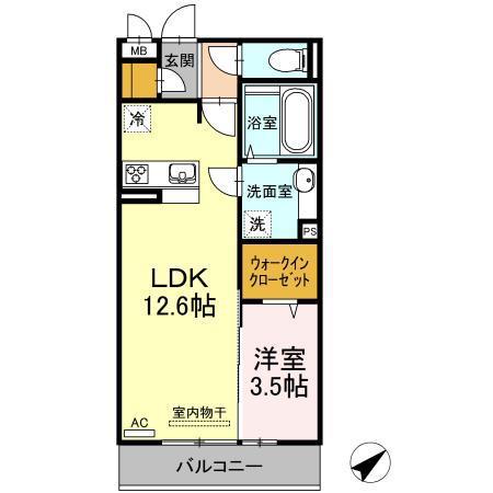 メゾン・ド・シミズ(1LDK/3階)の間取り写真