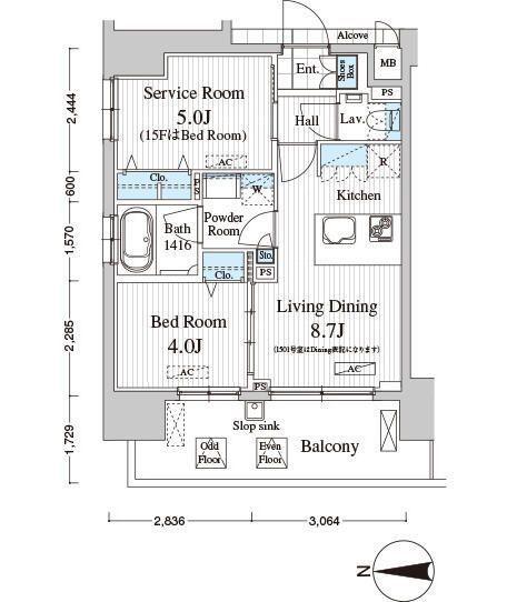 TOTSU RESIDENCE KAMINARIMON(1SLDK/7階)の間取り写真