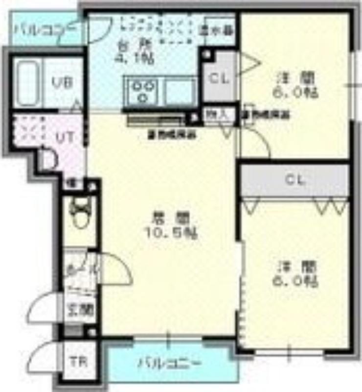 メゾンエスポワール(2LDK/2階)の間取り写真