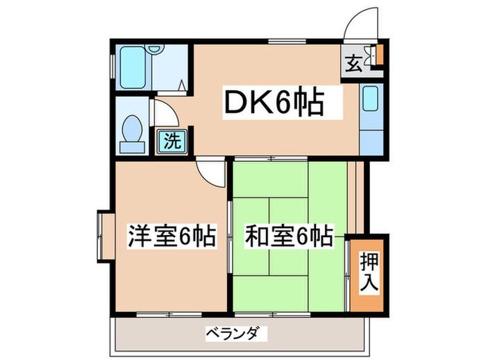 セカンド・メゾン(2DK/2階)の間取り写真
