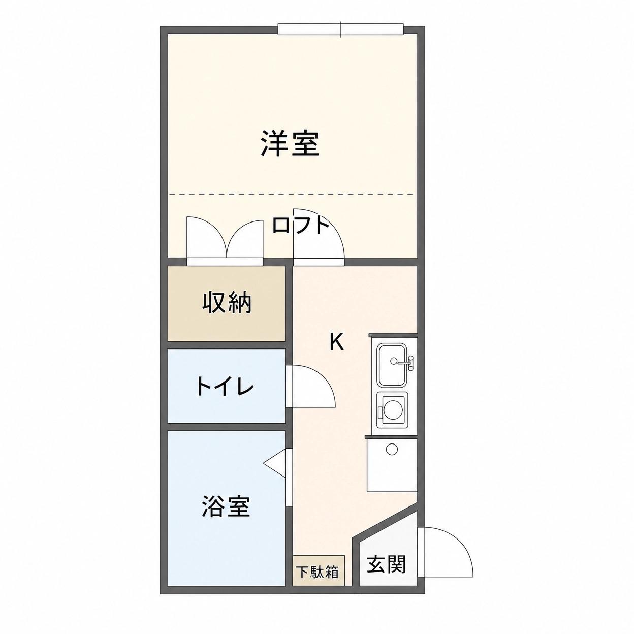 アパルトマン庄内幸町(1K/2階)の間取り写真