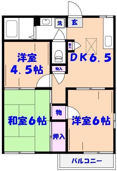 エクレールA棟(3DK/1階)の間取り写真