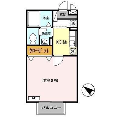 イミグラントクローバー(1K/1階)の間取り写真