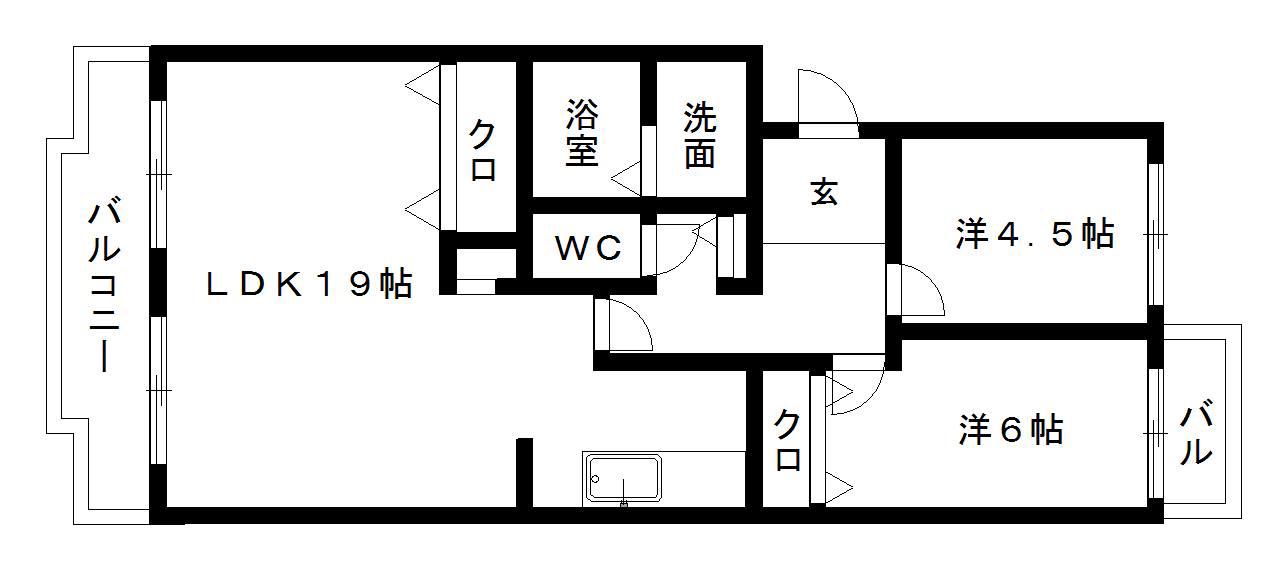 エヌティ坂下(2LDK/1階)の間取り写真