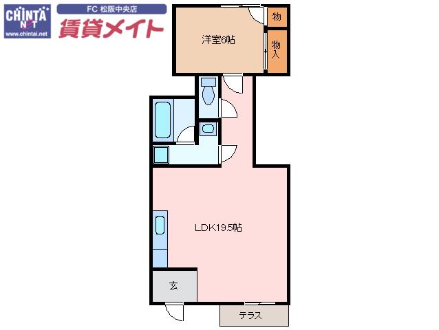 ホウユウ松阪(1LDK/1階)の間取り写真