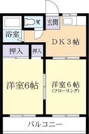 サンハイツ石見B(2DK/1階)の間取り写真