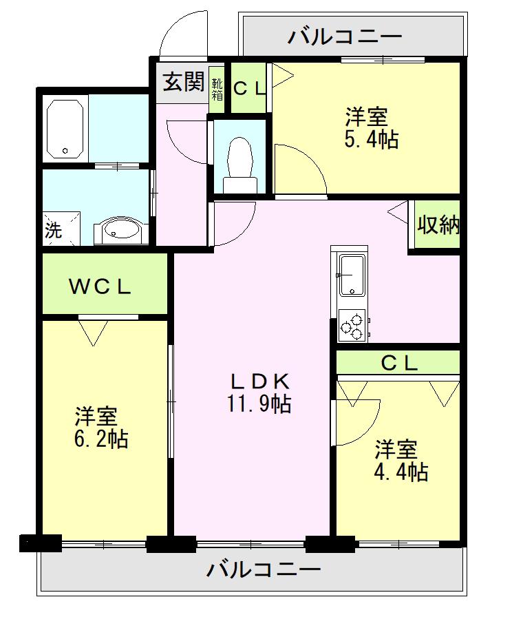 N.VILLAGE光の森西(3LDK/4階)の間取り写真