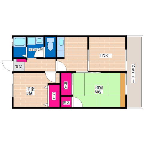 クレストK(3DK/2階)の間取り写真