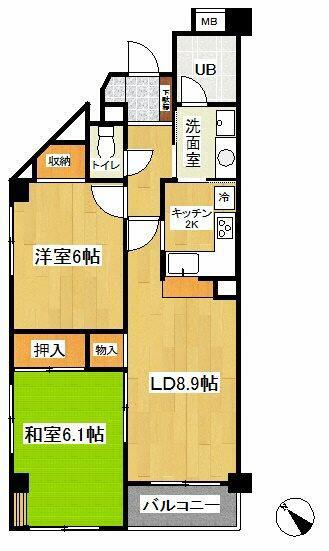 グランディつつじ(2LDK/2階)の間取り写真