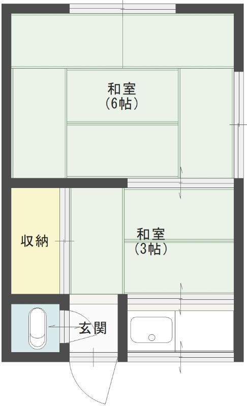 田久保ハウス(1DK/2階)の間取り写真