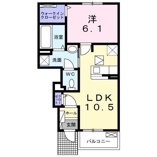 メゾンドカルム I(1LDK/1階)の間取り写真