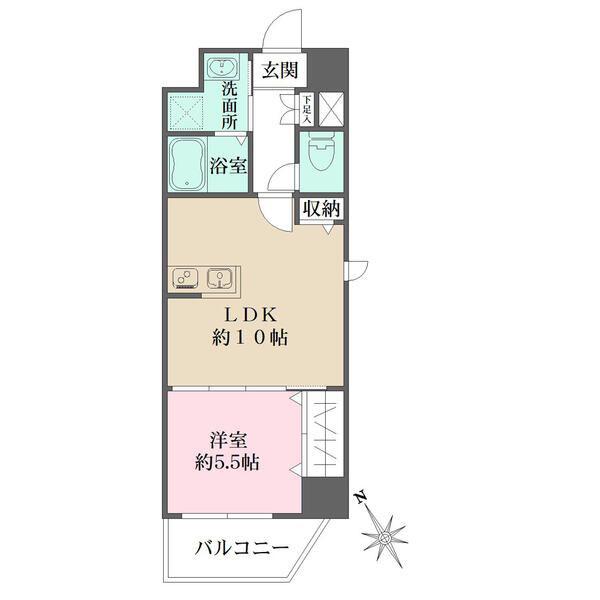 N-FLATS横浜関内II(1LDK/9階)の間取り写真