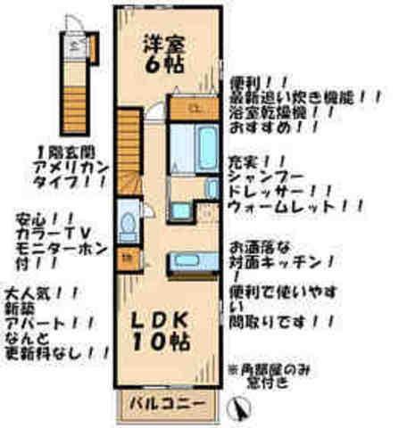 アルバータIII(1LDK/2階)の間取り写真