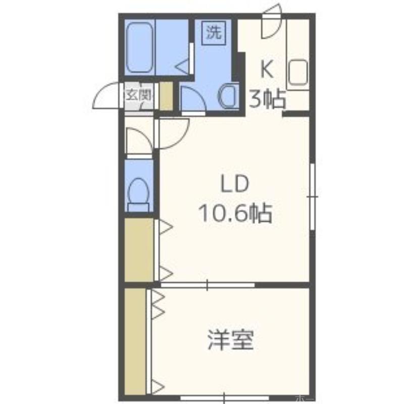 ルネッサンス円山くりの木(1LDK/2階)の間取り写真