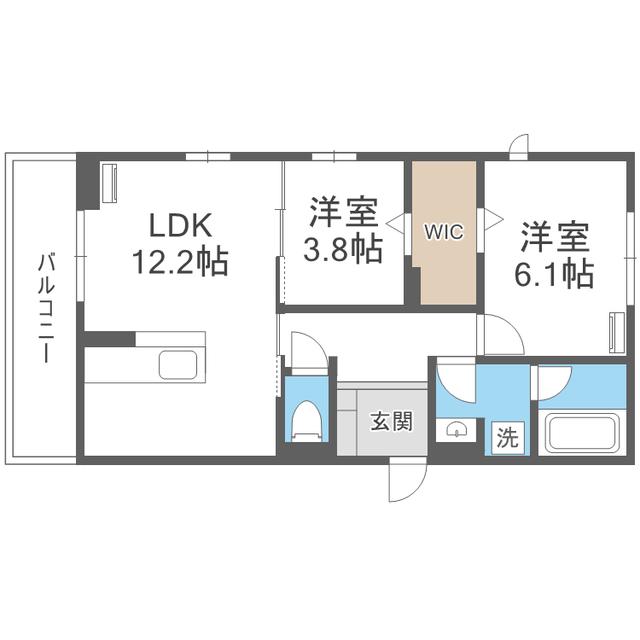 PURE WIND GARDEN A棟(2LDK/3階)の間取り写真