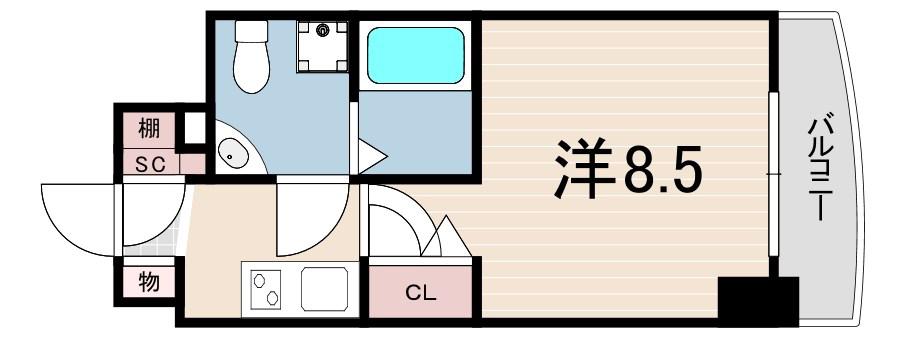 セレニテ甲子園1号棟(1K/2階)の間取り写真